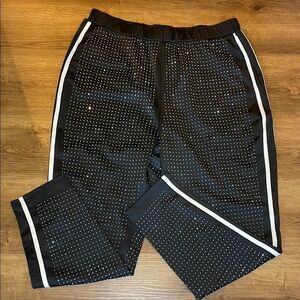 XPLUSWEAR Women’s XL Black Bling Embellished High Waisted Ankle Leggings Joggers